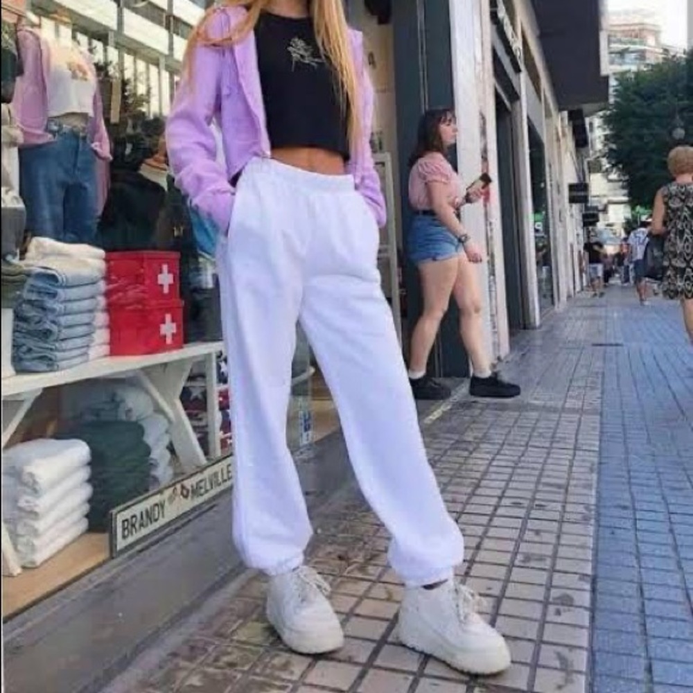 Brandy Melville White Rosa Sweatpants